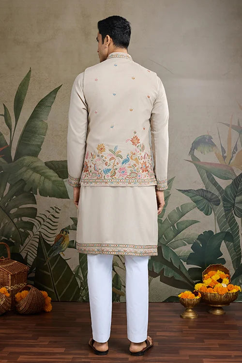 Stylish Ivery Men's Kurta Koti Set – Trendy & Elegant