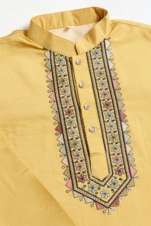 Haldi Special Yellow Kurta Pajama With Open Jacket For Men