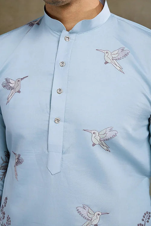 Beautiful Sky Viscose Silk Kurta Mens Wear Collection