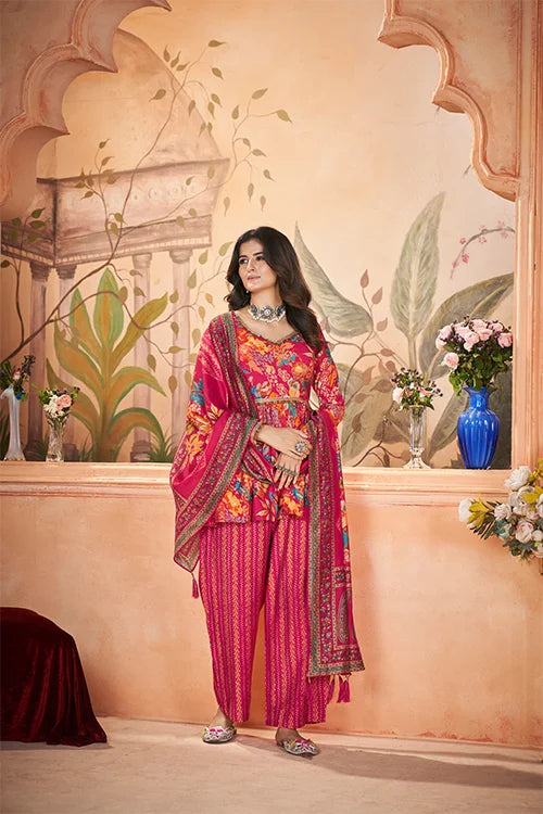 Rani Silk Digital Print And Foil Three Piece Set