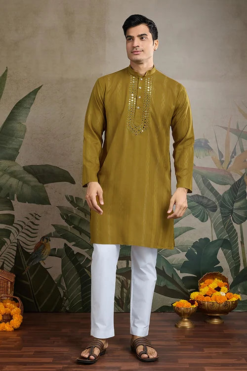 Elegant & Beautiful Rust Yellow Kurta With Dupatta – Stylish Look