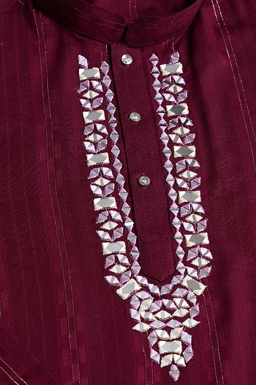 Designer Purple Men Kurta and Dupatta for Weddings