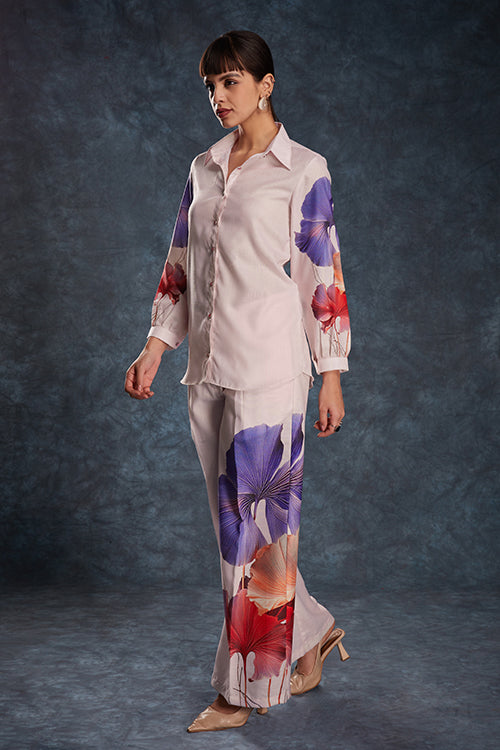 Party Wear Light Pink Printed Work Co-Ords Set