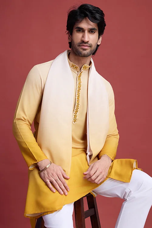 Stylish Designer Men’s Kurta Set With Real Mirror Work