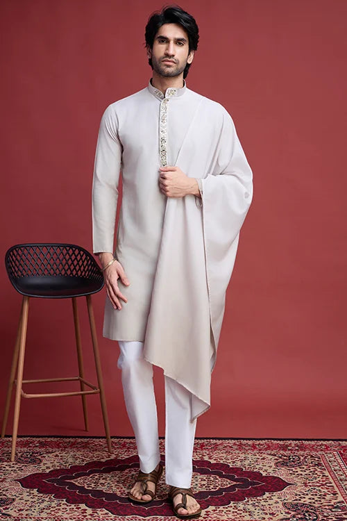 Stylish Mirror Work Rayon Men's Kurta Set Online