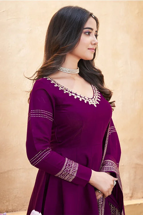 Purple Mirror Work Ready To Wear Salwar Suit Collection