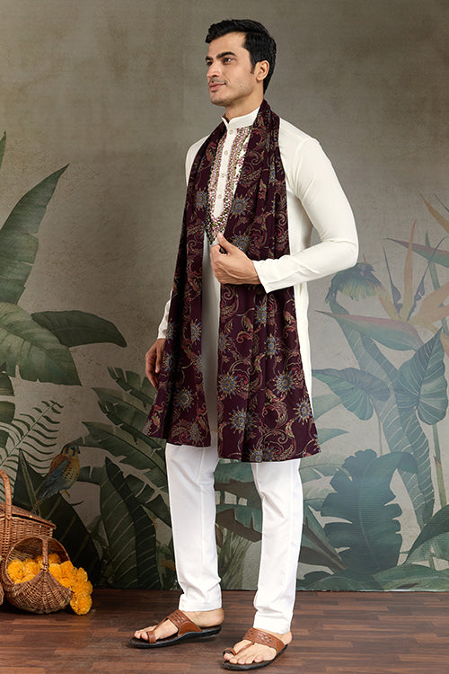 Royal White Mirror Kurta With Dupatta Set For Wedding Functions