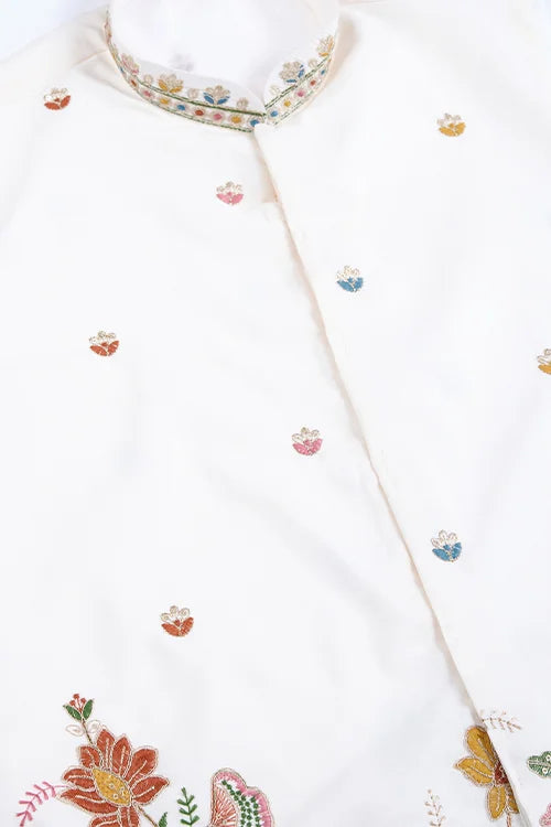 Designer White Kurta With Embroidered Koti – Elegant Style