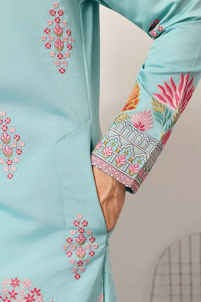 Sky Look Embroidered Work Ready Made Mens Wear Kurta