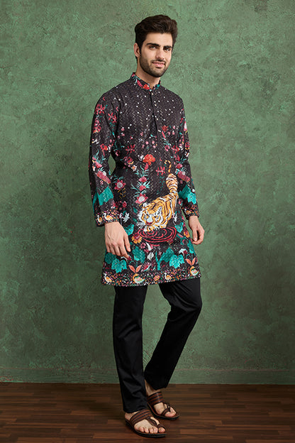 Classy Black Comfortable Kurta Clothes For Men