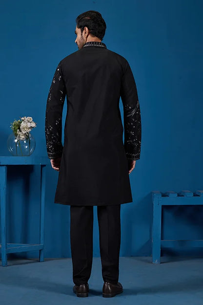 Magic Black Embroidered Stylish Kurta Set for Mens Wear