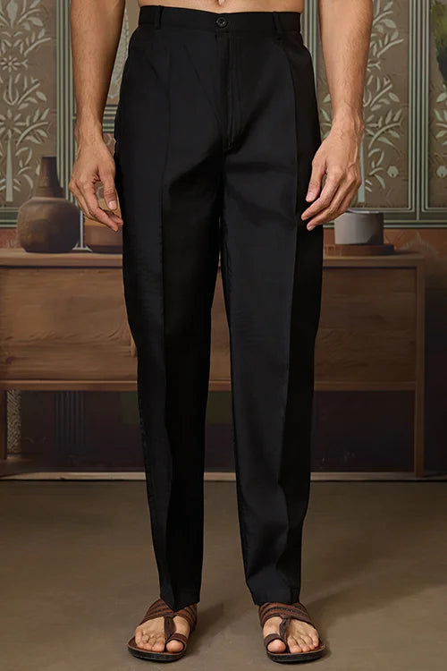 Black Mens Kurta with Stylish Koti for Wedding Wear