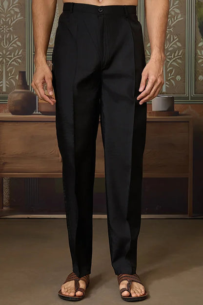 Black Mens Kurta with Stylish Koti for Wedding Wear