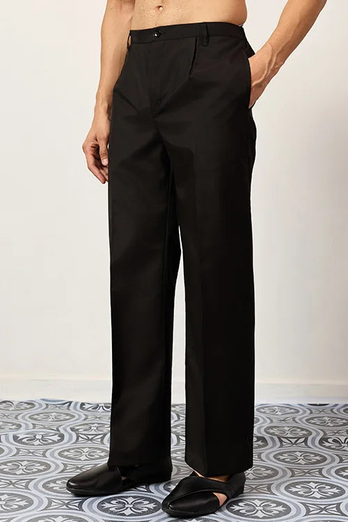 Party Wear Black V Neck Style Kurta Pant For Mens Wear