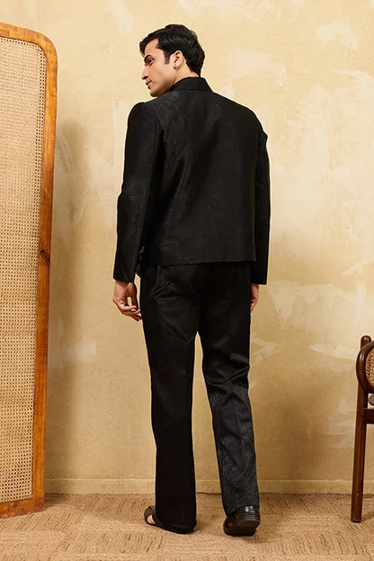 Black Velvet Wedding Bomber Suit For Mens Wear