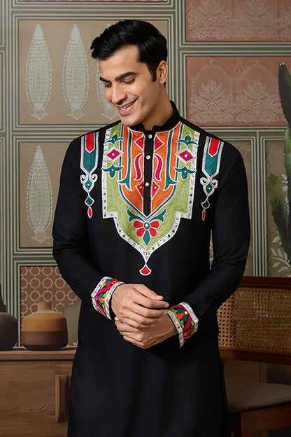 Black Trending Designer Festival Wear Men’s Kurta