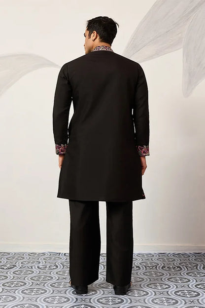 Festive Wear Premium Black Kurta Pant Set For Mens