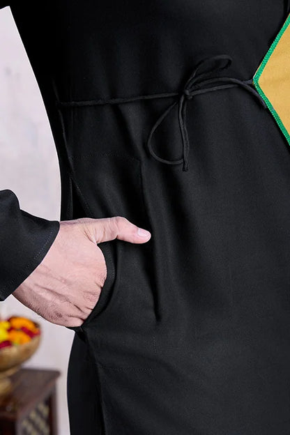 Black Color Ready To Wear Traditional Kurta For Mens Wear