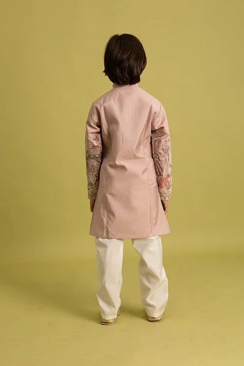 Premium Peach Color Vantara Style Boys Kurta with Pajama