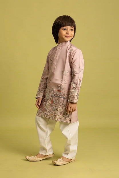 Premium Peach Color Vantara Style Boys Kurta with Pajama