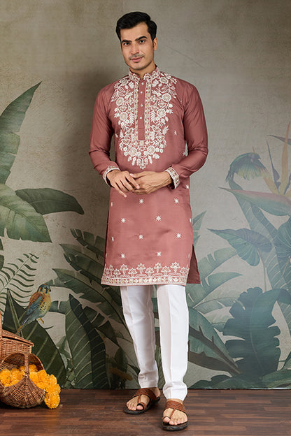 Cultural Wear Pastel Chocolate Kurta For Men