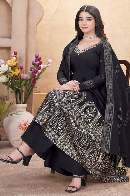 Ready To Wear Black Mirror Work Salwar Suit Collection