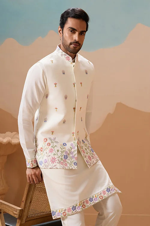 Traditional Mens Wear Kurta Koti Pant Outfit for Weddings