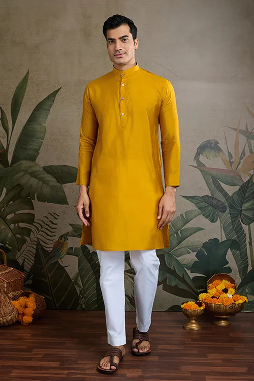 Indian Ethnic Wear Designer Yellow Kurta Koti Jacket