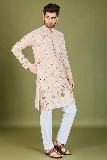 Stylish Ivery Silk Kurta For Special Occasions