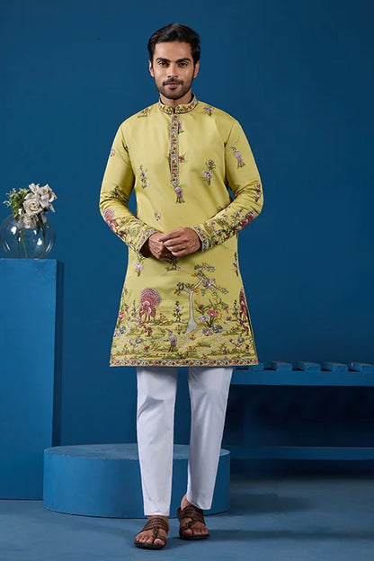 Haldi Special Yellow Outfit Kurta For Mens Wear Collection