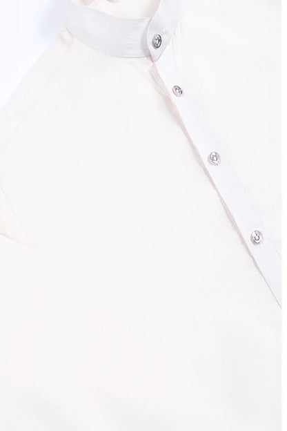 Off White Silk Kurta With Jacquard Koti Jacket