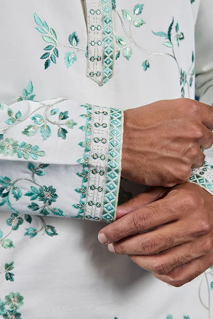 Graceful White Viscose Silk Kurta for Mens Wear