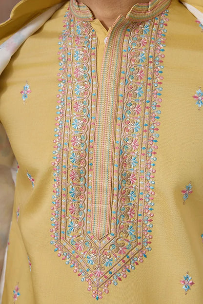 Trending Yellow Haldi Ceremony Koti Kurta for Men