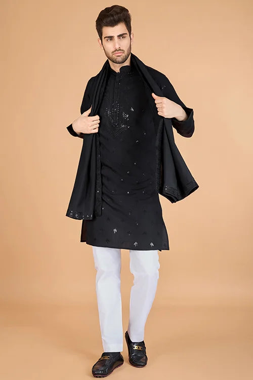 Black Viscose Silk Kurta Set – Stylish & Comfortable
