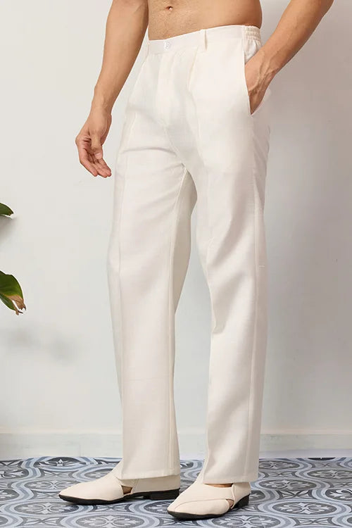 Carnival Function White Koti Kurta Pair For Mens Wear