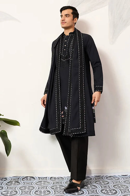 Mens Wear Luxury Navy Blue Kurta With Dupatta Collection