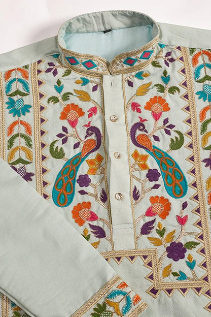 Pista Color Wedding Special Kurta Design for Mens Wear