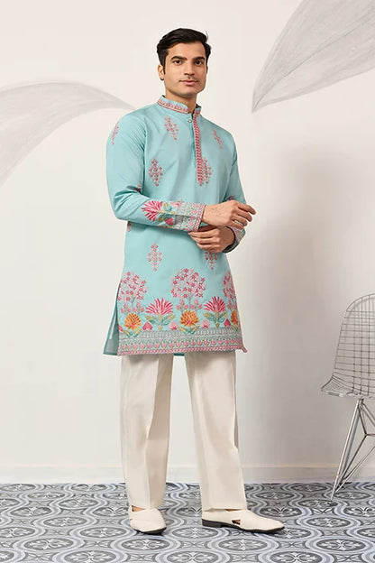 Sky Look Embroidered Work Ready Made Mens Wear Kurta