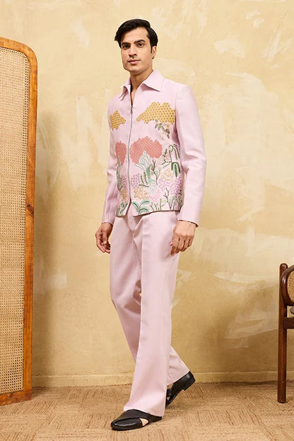 Mens Wear Special Pink Velvet Bomber Jacket Set