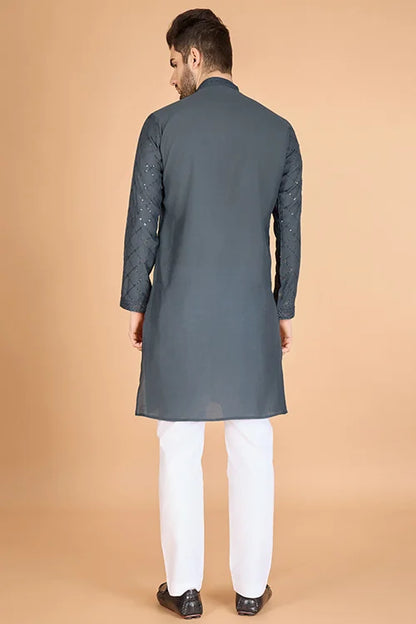 Gray Latest Branded Kurta For Mens Wear
