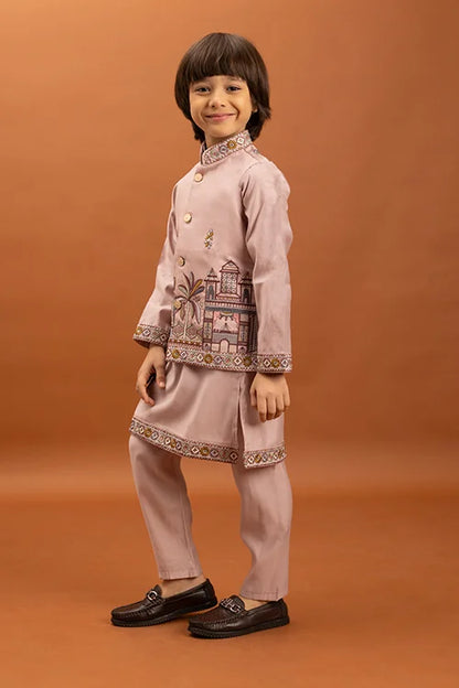 Classic Pink Koti Kurta Set for Kids 6-12 Yrs