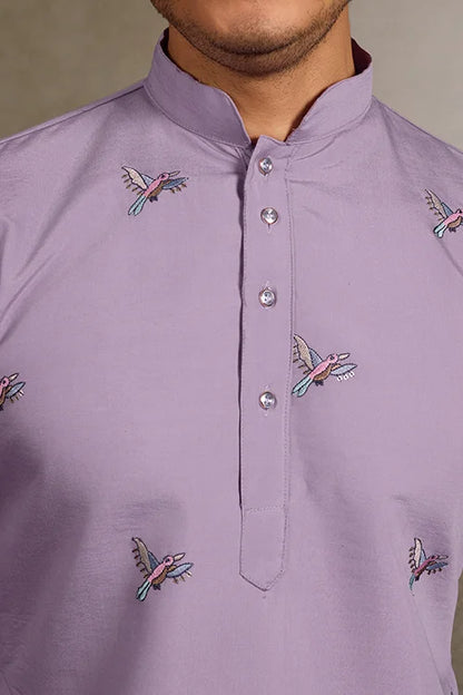 Premium Lavender Embroidered Kurta for Mens Wear