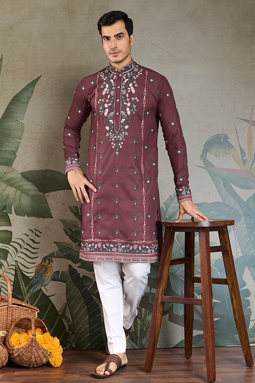 Shop Best Pastel Chocolate Kurta For Wedding & Festive Function