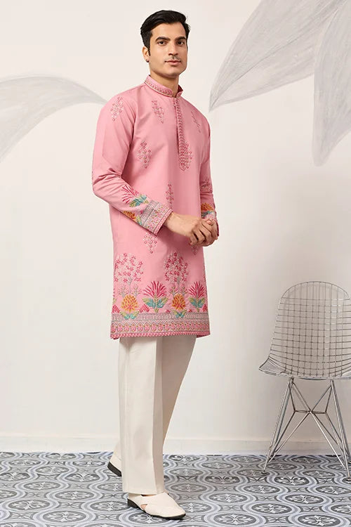 New Stylish Trendy Pink Color Kurta For Mens Wear