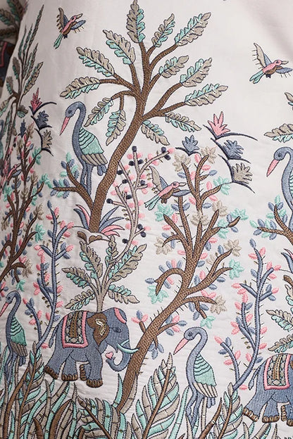 White Embroidered Work Kurta for Groom Wedding Look