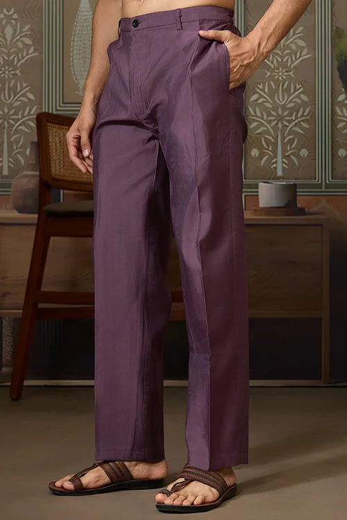 Dusty Purple Wedding Kurta with Matching Koti Set for men