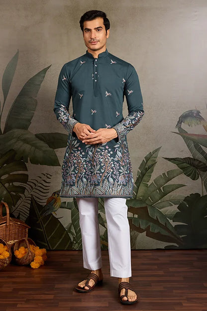 Wedding Special Elegant Festive Green Kurta for Men