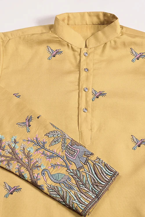 Haldi Ceremony Special Yellow Embroidered Kurta for Men
