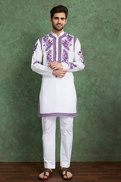 Purple Color Digital Printed Gents Kurta Pyjama