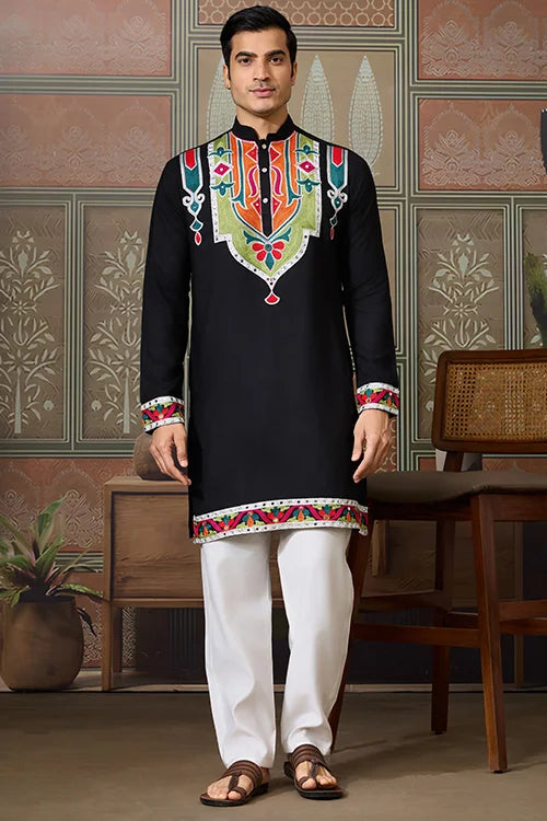 Black Trending Designer Festival Wear Men’s Kurta
